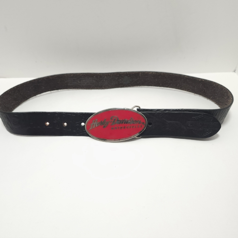 Harley Davidson Belt Buckle And Belt 2006 Red